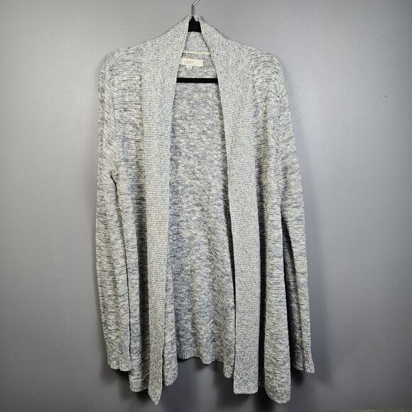 Loft Womens Long Sleeve Blue Metallic Grey Open Front Knit Cardigan Size Large - Picture 1 of 10